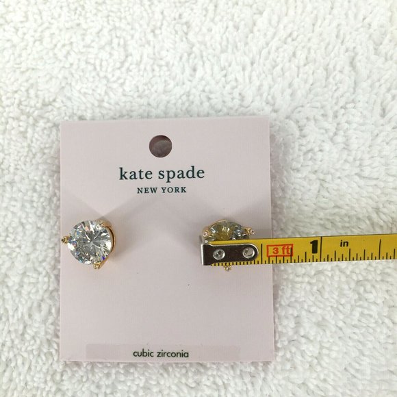 New Kate Spade Round Cubic Zirconia Stud Earrings - Picture 4 of 6